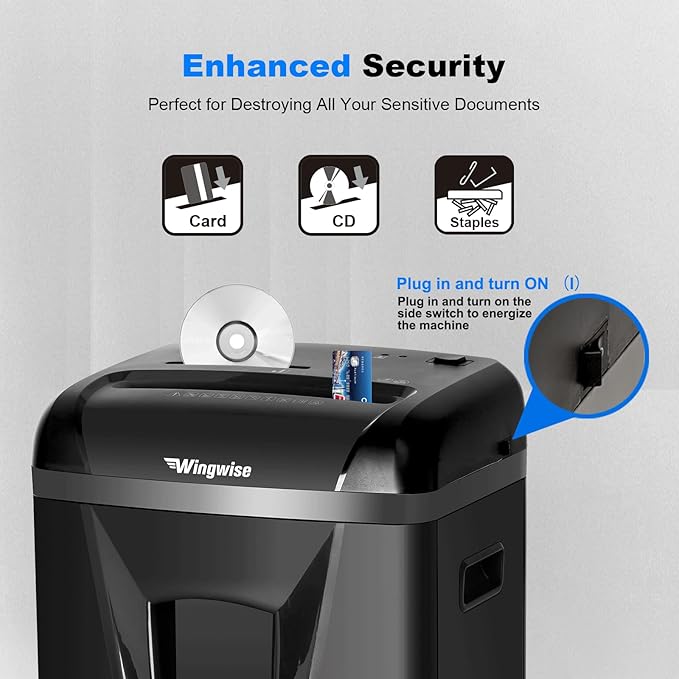 P-5 High-Security Micro-Cut Shredder (2x12mm, 58dB) – 9 Sheets, 2.4m/min, Shreds CDs/Credit Cards, 5.8Gal Bin for Home/Office