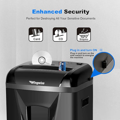 P-5 High-Security Micro-Cut Shredder (2x12mm, 58dB) – 9 Sheets, 2.4m/min, Shreds CDs/Credit Cards, 5.8Gal Bin for Home/Office