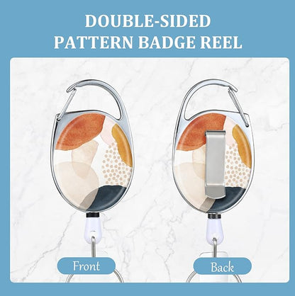 Badge Reels Retractable，Double Sided Color Print Pattern Retractable Badge Holders，with Retractable Keychain, Badge Clip and Key Ring，Durable Nylon Retractable Rope