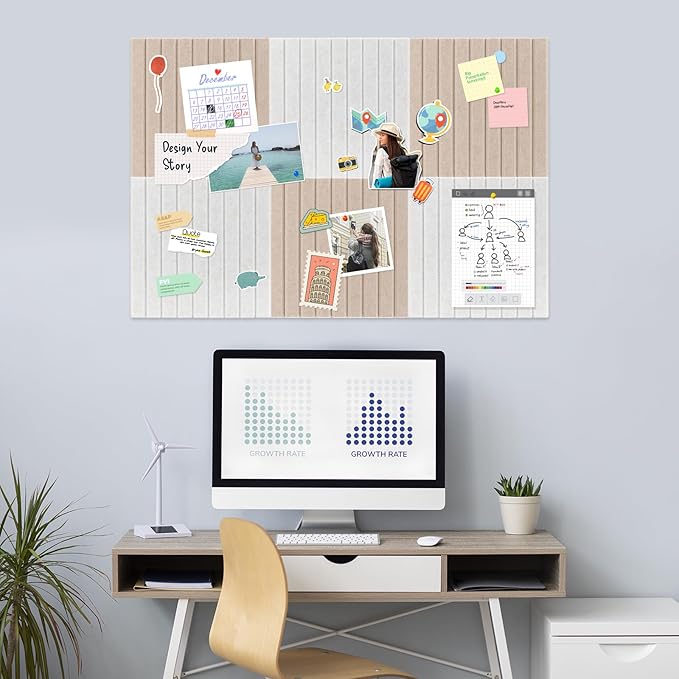 Smarpau 48"x36" Felt Bulletin Boards Felt Wall Tiles with Slat Wall Paneling 12 Pack Large Corkboard Cork Bulletin with Removable Adhesive Tabs Cork Tiles for Office Home Classroom Deep Camel