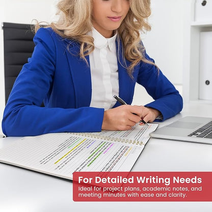 Taja Spiral Lined Notebook, 8.5"x11" Notebooks for Work, Large A4 Journal for Women & Men, College Ruled Journaling Notebook for Writing, Plastic Cover Spiral Journal, Black