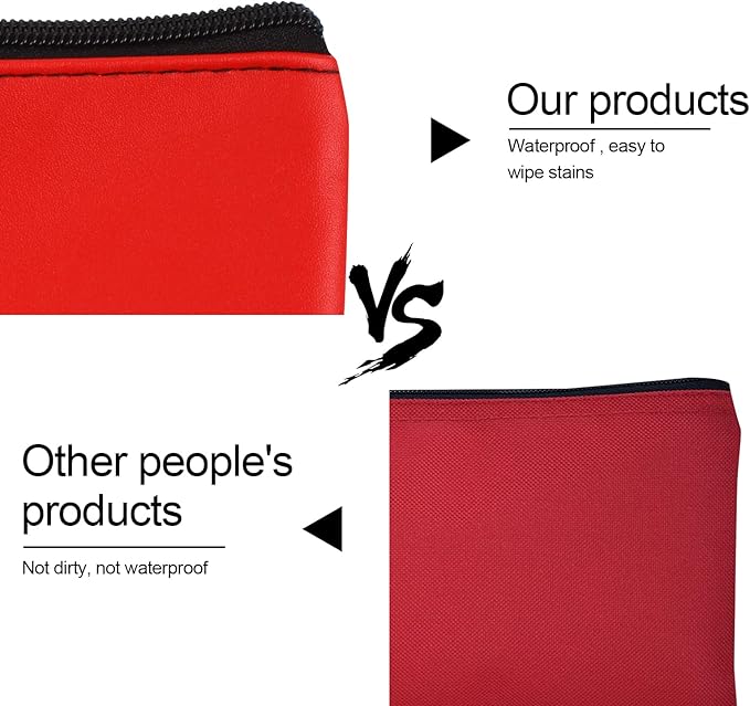 2 Pieces Money Bags with Zipper, 11x6.1 inch Money Pouch, Bank Bag, Cash Bag, Check Wallet, Cosmetics(Red)