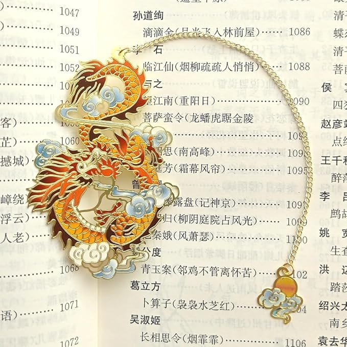 MOZART Chinese Dragon Chinese Style Brass Bookmark Classical Mythological Characters Mountain and Sea Sutra Series Creative Cultural Copper Bookmark Metal Bookmarks