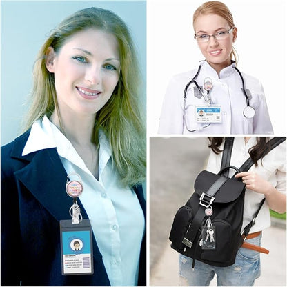 Gctriki Badge Reel Retractable Heavy Duty with 360° Swivel Carabiner Clip, I Don't Know I Just Work Here ID Badge Holder Retractable Clip, Funny Nurse Teacher Retractable Keychain Name Badge Clip