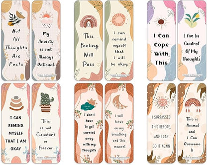 Creanoso Anxiety Statement Cards (10-Sets x 6 Cards) – Daily Inspirational Card Set – Interesting Book Page Clippers – Great Rewards for Adults and Professionals