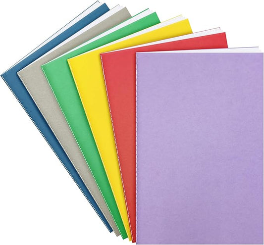 6 Pack Blank Books for Kids - 5.5"x 8.3", 60 Pages - Small Notebooks Bulk, Girls Journals for Drawing & Writing, Sketchbooks w/Colorful Soft Cover, Unlined Paper, A5 Travel Size (Dark)