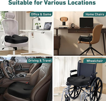 Seat Cushions for Office Chairs - Pressure Relief Seat Cushion - Car Seat Cushions for Pressure Relief, Tailbone Pain, Sciatica & Back Pain Relief for Office Chairs (Black-U Shape)