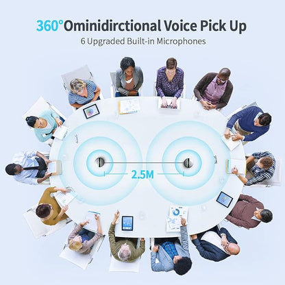 Bluetooth Conference Speakerphone SP300KIT 2pk Bundle, up to 16 Attendees, 18H Call Time, 360°Voice Pick-up 2x6 AI Echo & Noise Canceling Microphones, Daisy Chain