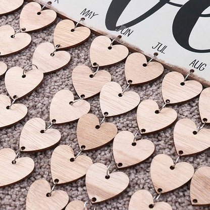 WINOMO Family Birthday Board Plaque DIY Hanging Wooden Birthday Reminder Calendar for Mom Dad Grandma Grandpa with 50pcs Wooden Hearts