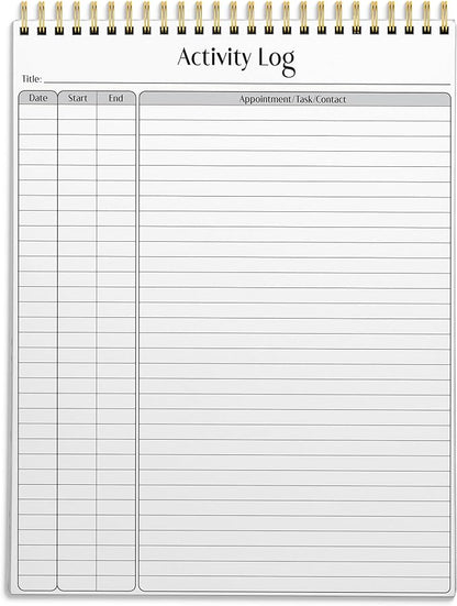 Better Office Products Activity Log Notepad, 8.5" x 11", Planning Note Pad, 50 Sheets, Double-Wire Spiral, Daily Time Tracking Productivity Checklist Organizer,(1 Pack)