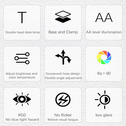 Double Head LED Desk Lamp with Anti-Glare Cover Tall Desk Lamps for Home Office 24W Brightest Computer Desk Light Office Lamp for Workbench Drafting Architect Study Reading with Clamp and Base