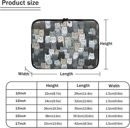 Cartoon Cat Printed Computer Bags for Laptops, Water Resistant 13 Inch Laptop Bag Laptop Briefcase Travel Case for Women Men Teens, Compatible with Most Laptops
