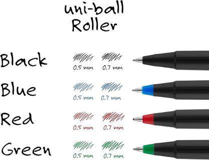 uni-ball Roller Rollerball Pens Fine Point Micro Tip, 0.5mm, Black, 12 Pack