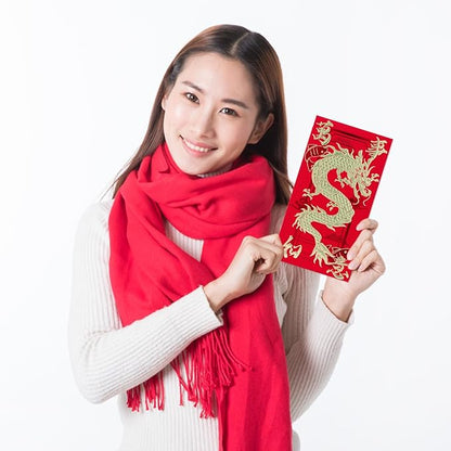 Red Envelopes Chinese New Year Dragon 2024, Lunar New Year of the Dragon Envelope Large Interoffice Envelopes Red Packet Hong Bao with 6 Different Gold Embossed Patterns (18 Pcs 6.69*3.54in)