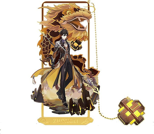 Zhongli with Chain Original Genshin Impact Metal Bookmark - Collect All Your Favorite Characters!