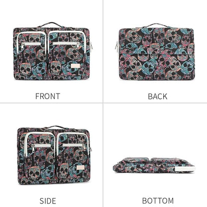 canvaslife 360° Protective Laptop Sleeve Case Bag with 4 Pockets for MacBook Pro 16 inch and 15 inch-15.6 inch Laptop (Skull)