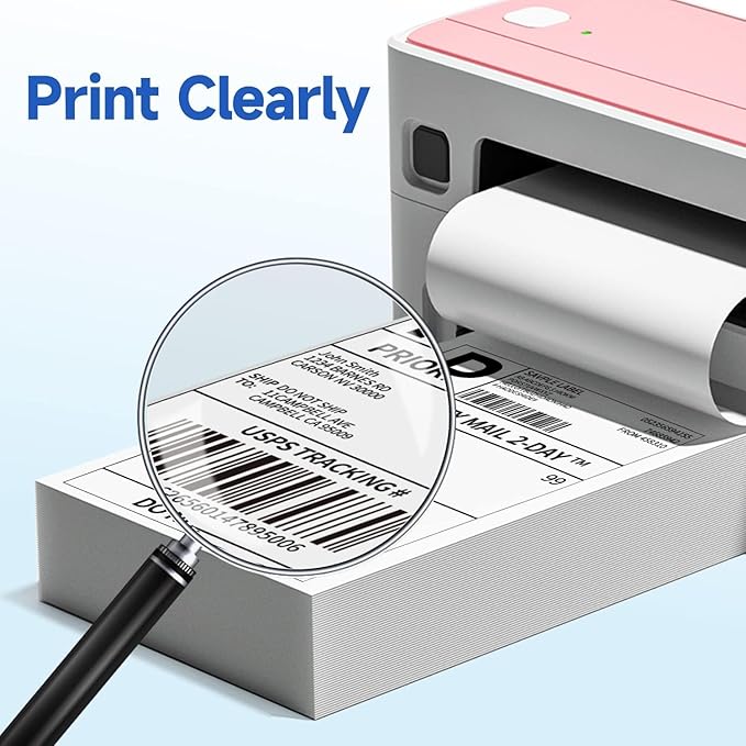 Phomemo Shipping Labels - Packs of 500 4X6 Per Fan-Fold Label Compatible with Phomemo 241bt, D520BT, B246D Label Printer, Thermal Labels for Address, Mail, Product Logo Labels, Commercial Grade, White