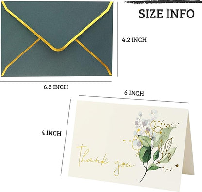 Heavy Duty Thank You Cards with Envelopes - 36 PK - Gold Thank You Notes 4x6 Inches Baby Shower Thank You Cards Wedding Thank You Cards Small Business Graduation Funeral Bridal Shower (Assortment)
