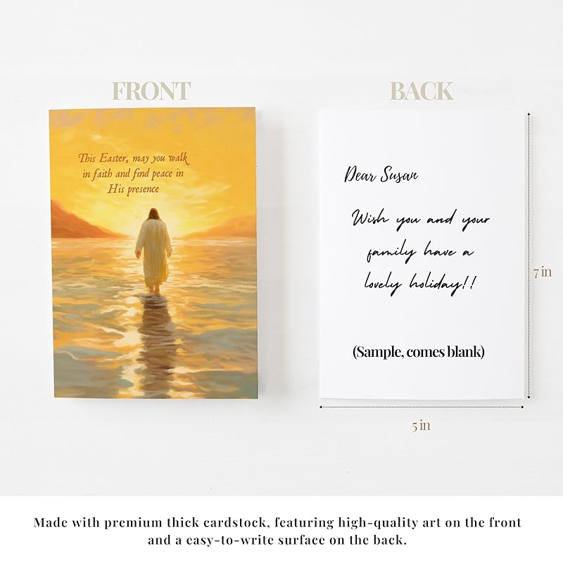 Religious Easter Cards for Framing & Gifting (5”x7") - Empty Tomb Easter Art Print, Single Sided Christian Greeting Cards with Envelopes & Writting Space, Religious Easter Home Decor (Set of 6)