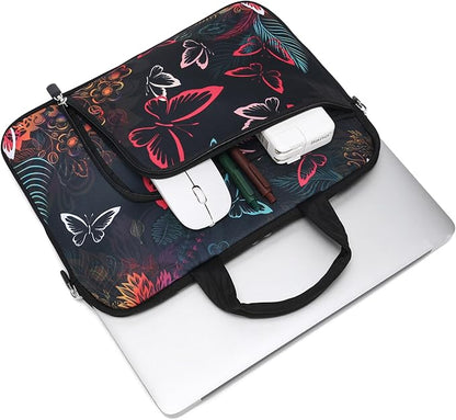 11.6 12 12.5 inch Laptop Sleeve Chromebook Case Ultrabook Case Notebook Sleeve Tablet Case Neoprene Handle Sleeve for Men Women, Two Pockets Fit Apple MacBook Air Samsung Acer HP DELL (Butterfly)