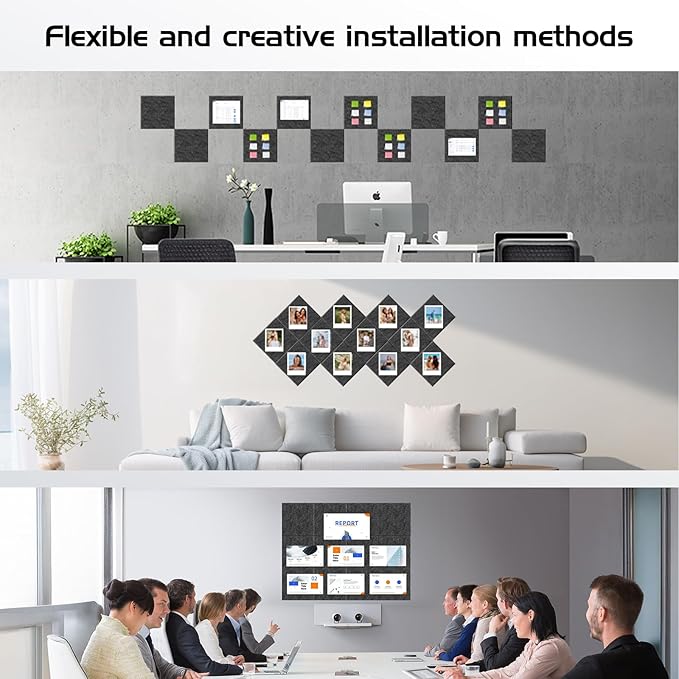 Large Cork Board Alternative 48"x36" Cork Board Felt Wall Tiles 12 Packs Bulletin Board Safe Removable No Damage for Walls Office School Tack Board Felt Letter Board Pin Board with Numbers & Pushpins