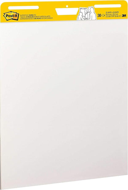 Post-it Super Sticky Easel Pad, 25 x 30 Inches, 30 Sheets/Pad, 6 Pads, Large White Premium Self Stick Flip Chart Paper, Super Sticking Power (559VAD6PK)