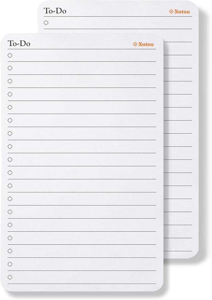 Notsu To Do List Small Desk Notepad 2 Pack | Minimalist To-Do Checklist Task Memo Note Pads with Premium Thick Paper, 3.9" x 6.3"