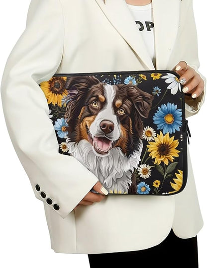Bernese Mountain Dog Printed Computer Bags for Laptops, Sunflower Daisy Printed 13 Inch Laptop Bag Laptop Briefcase Travel Case for Women Men Teens, Compatible with Most Laptops