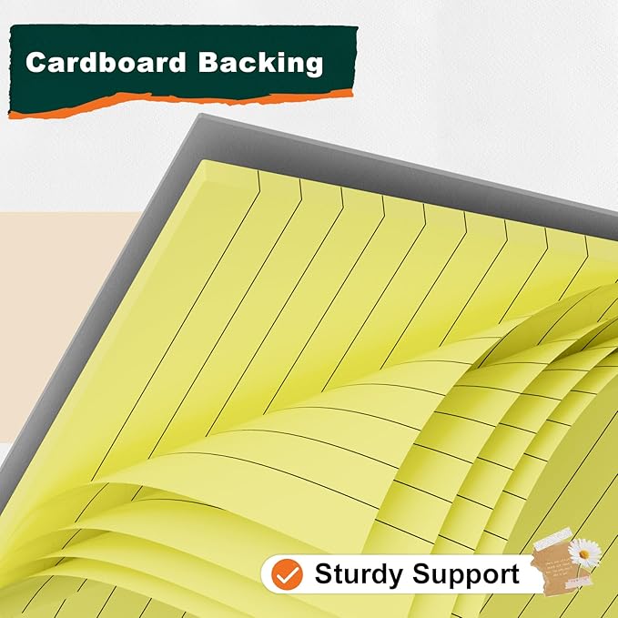 Legal Pads 8.5 x 11 Yellow Note Pads 8.5 x 11.75 Wide Ruled Writing Pads Lined Notepad for Home, School, Office Use, 80gsm Perforated Paper - Sturdy Cardboard Backing Support, 2 Pack (30 Sheets/Pad)