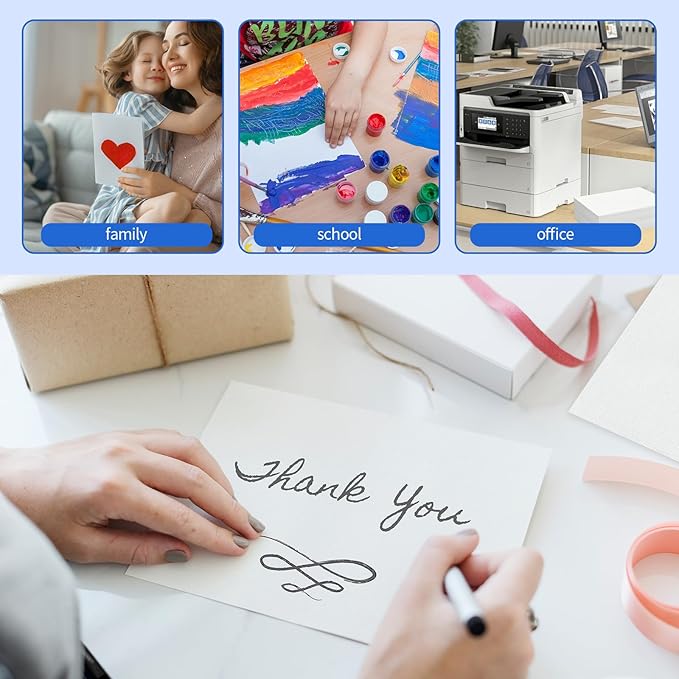 100 Sheets Linen Textured Cardstock Paper, 8 1/2 x 11" Blank White Printer Paper for Invitation Cards Making Office Printing Crafting Scrapbook DIY Projects, 92 lb Cover