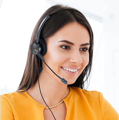 Phone Headset with 2.5mm & 3.5mm Connector for Deskphone Cell Phone PC Laptop, CallCenter Office Headset with Microphone Noise Canceling for Panasonic AT&T Vtech Cordless DECT Phone for Polycom