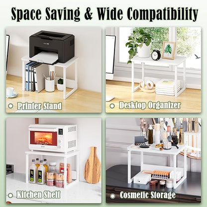 MARTY Desktop Printer Stand 2 Pack Printer Stand with Storage for Desk, Printer Shelf Desk Organzier for Home/Office Printer Riser Under Desk Small Table for Printer Fax Machine Scanner(White)