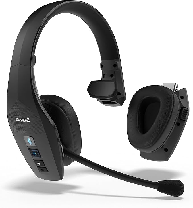 BlueParrott S650-XT Trucker Bluetooth Headset – 2-in-1 Convertible Stereo to Mono Headset with Noise Cancellation, Extended Wireless Range and IP54-Rated Protection - Ideal for Anyone On The Go, Black