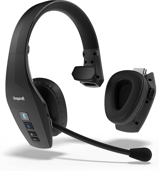 BlueParrott S650-XT Trucker Bluetooth Headset – 2-in-1 Convertible Stereo to Mono Headset with Noise Cancellation, Extended Wireless Range and IP54-Rated Protection - Ideal for Anyone On The Go, Black