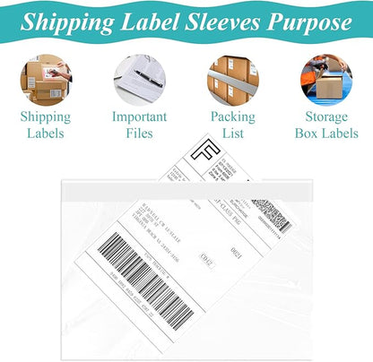 6”×9” Self-Adhesive Shipping Label Sleeves, FungLam Shipping Label Sleeves, Packing List Envelopes, Clear Top Loading Packing List, Shipping Labels Pouches For Shipping Labels/Files 100 Pack.