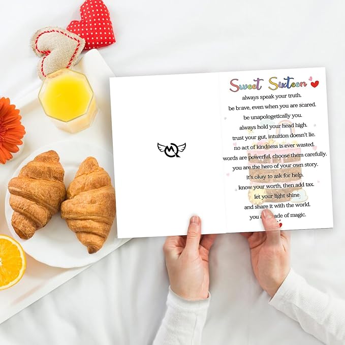 Sweet 16th Birthday Card Gifts for Women Men or Girl, Lovely 16 Year Old Greeting Card for Him Her, Happy Sixteen Birthday Gifts Idea for Son Daughter or Granddaughter Grandson