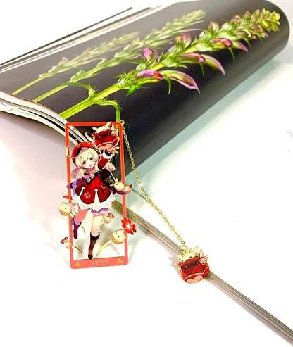 Genshin Impact Klee Metal Bookmark - Anime Figure Merch with 3D Display Box - Birthday Gifts for Fans Friends Gamer Book Lovers - Zllada