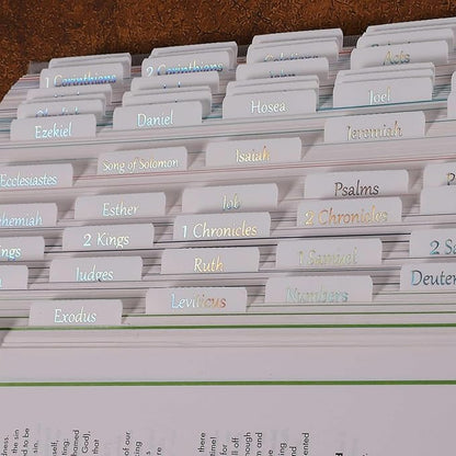 Thinkor Reposition Laminated Holographic Bible Tabs, Large Print Stickers, Easy to Read and Apply Bible Tabs for Women and Man(Holographic White)