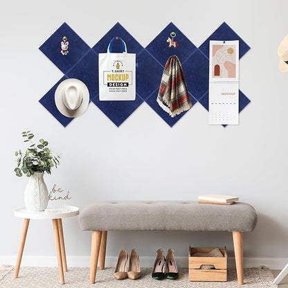 Smarpau Large Cork Bulletin Board 48"x36" Cork Board Wall Tiles 12 Pack Corkboards for Walls Cork Board Felt Board Tiles for Office Home Blue Pin Board Tack Board Alternative