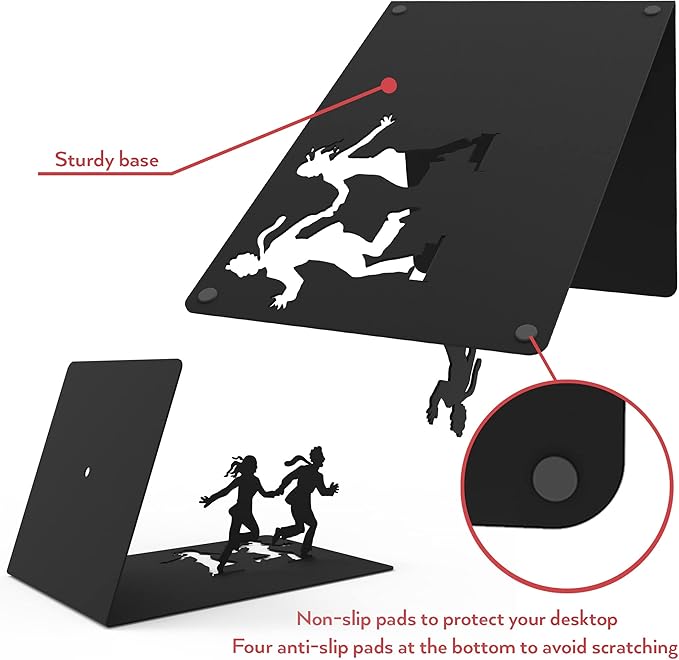 Artori Design Book Ends to Hold Books Heavy Duty - Hidden Metal Bookends for Shelves Desk or countertop - Bookend Book Holder for Home Decorative - Gift for Book Lovers and Home Decor (Runaway)