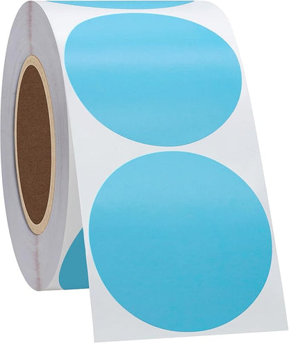 Hybsk 2 inch Circle Color Direct Thermal Stickers Shipping Labels for Barcodes,Name Tag,DIY Logo Design,QR Code–Compatible with Zebra,Rollo,Munbyn,and More-750 pcs per roll(2 inch,Light Blue)
