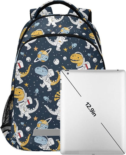 MNSRUU Laptop Backpack with Chest Strap, Astronaut Dinosaur School Backpack, Travel Hiking Backpack for Boys Girls Teen Adult, Rucksack, Knapsack