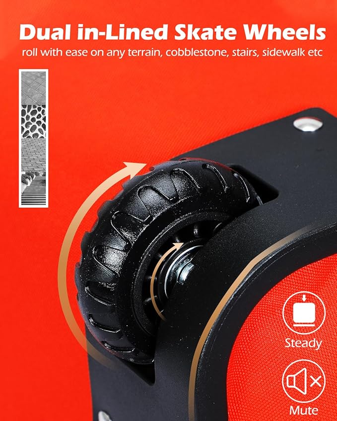 Hynes Eagle Rolling Backpack 42L Backpack with Wheels Airline Approved Carry on Luggage Laptop Travel Backpack for Women Men Orange Red