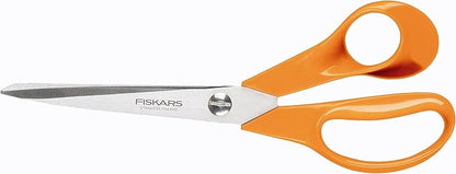 Fiskars Universal Scissors for Handcraft, Sewing and Office Work, Classic, Length: 21 cm, for Right-Handers, Orange, 1005148