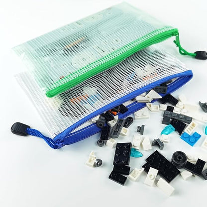 AUSTARK 10 Pcs Zipper File Bags, Waterproof Plastic Mesh Pouch for Office School, Board Game Storage Bags (B6 Size 7.6''x5.3'', Multicolored)