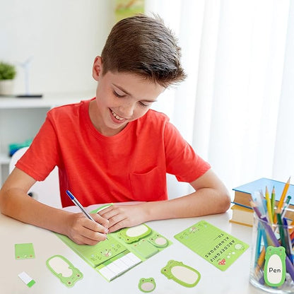 I Just Really Like Frogs Sticky Notes Set, 550 Sheets, Cute Cartoon Frogs Self-Stick Notes Pads Animal Divider Tabs Bundle Writing Memo Pads Back to School Office Supplies Small Gift