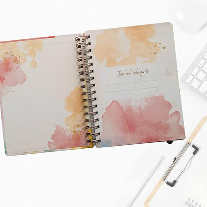 Undated Daily To Do Notebook - Planner Notepad List 6.5x8.5" Cute Colorful Design- Laminated Hard Cover & Rose Gold Spiral Binding- 302 Pages- Daily Task & Lined Notes Pages