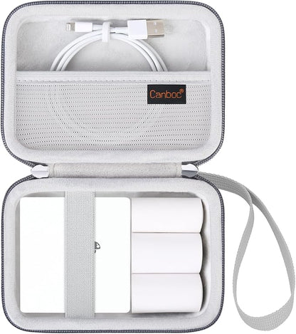 Canboc Carrying Case Compatible with Phomemo M02 Sticker Printer, Pocket Thermal Bluetooth Sticker Photo Maker Box for Thermal Paper, USB Cable, Grey (Case Only)