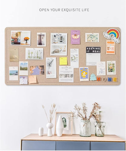 2Pcs Foldable Large Felt Bulletin Board - 36'' x 18'', Decorative Picture Framed Display Board with 70 Rose Pins for School, Home, Kitchen & Office Walls