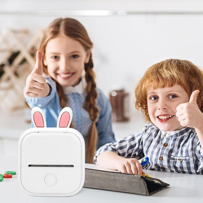 Memoking T02 Protective Case-Bunny Ears Shape Soft Silicone BPA-Free Cute Design Printer Cover, Compatible with T02 Mini Bluetooth Wireless Portable Mobile Pocket Printer, White